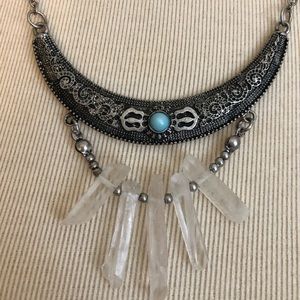 Silver/turquoise necklace with crystals